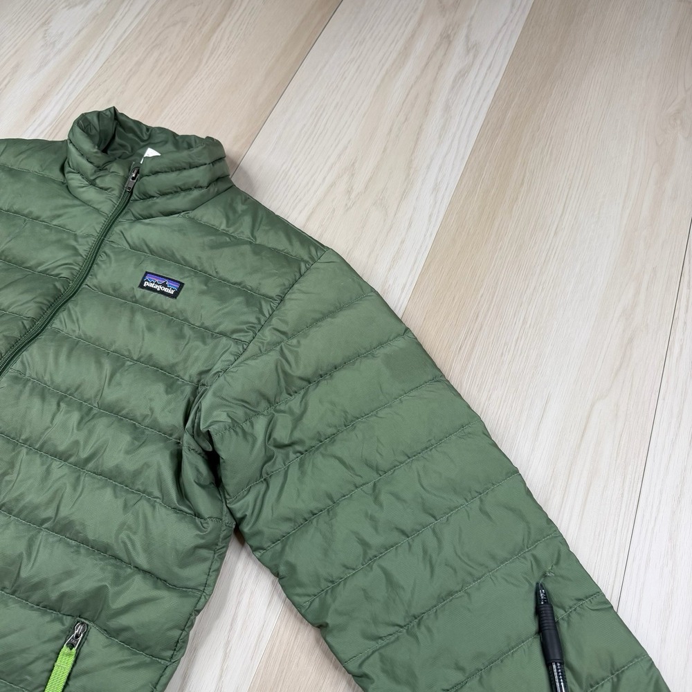Patagonia Down Sweater Insulated Puffer Jacket Full Zip Green Boys Size L (12) - Picture 6 of 13